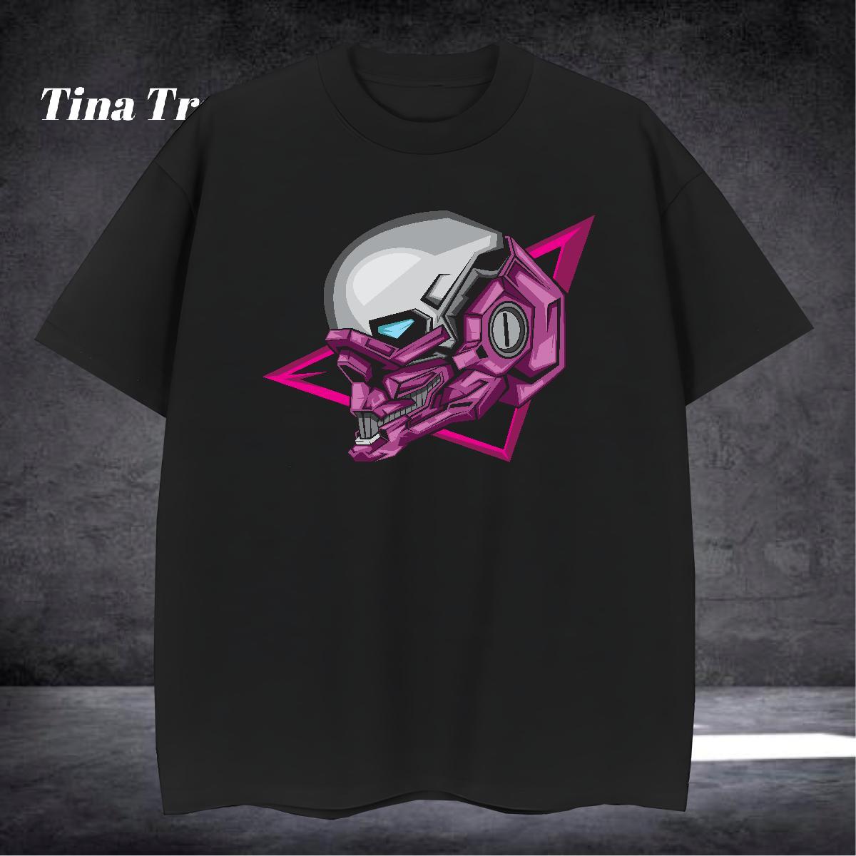 Loose T-Shirts 230g 100% Cotton skull Sport Cartoon Printing L-4XL O-Neck Short Sleeve Men Tees Fashion Wear