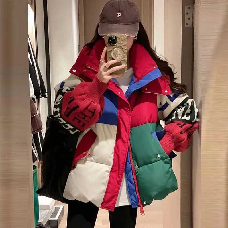Women's Down Parkas Winter Jacket Womens 2024 New Cotton Coat Womens Knitted Letter Embroidered Slves Parka Thick Coat Top Y2408248VAK