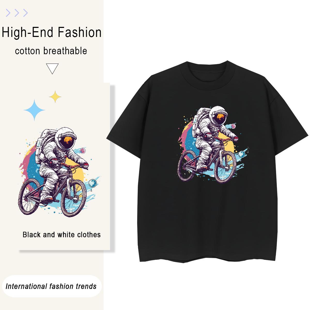 Free Shipping Womens Tshirts 230g Cotton universe Outdoor T Shirts Women Breathable Short Sleeve Cartoon Floral Printing Tee Shirt