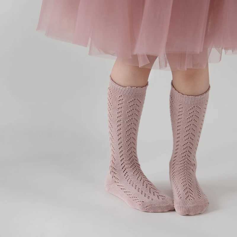 New Summer Children Socks Baby Girls Knee High Toddler Socks Cotton Long Tube Cute Princess Mesh Socks Kids Hollow Out Socken CL240824