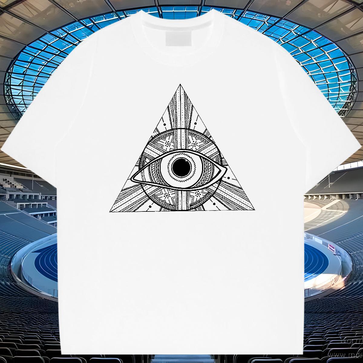 Soft Man T Shirts 230g 100% Cotton eye of the devil Hip Hop Skull Breathable Men Clothes T-Shirt Casual New Tops Shirt