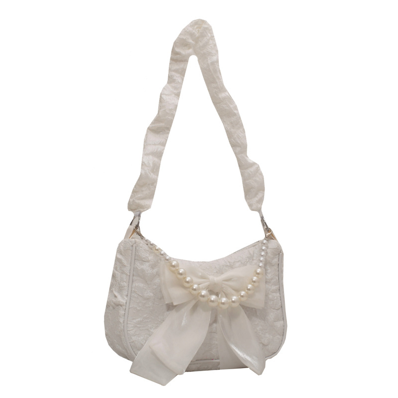 Women's textured lace pleated bag Korean style simple casual single shoulder armpit bag