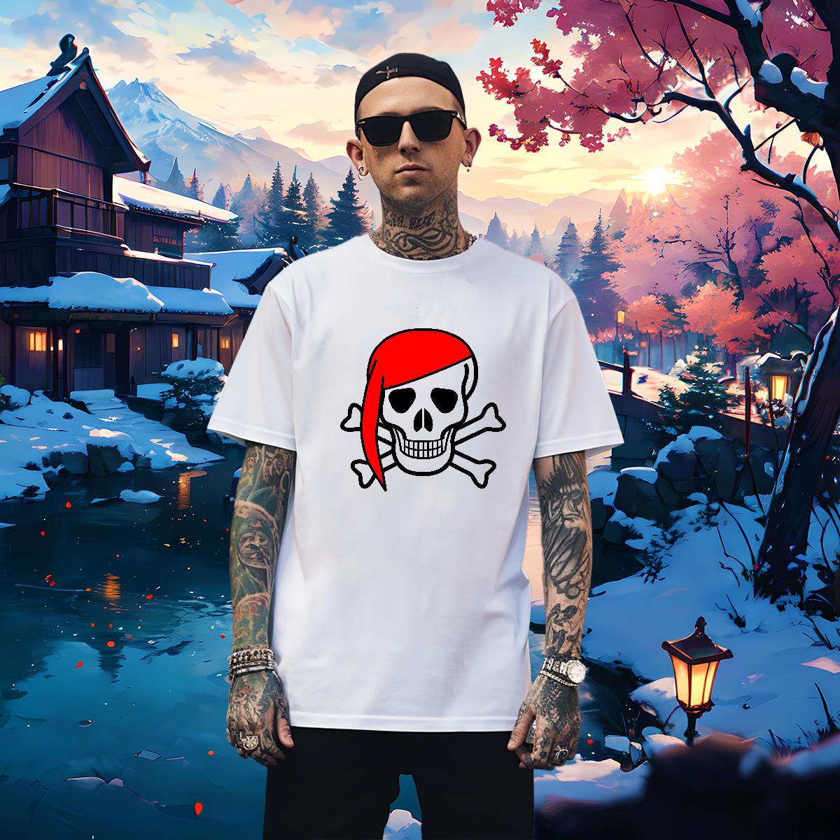 Cool Men T Shirts 230g Cotton skull Sports Casual Asian Size Short Sleeve Soft Men Clothes T-Shirt Classic Polos