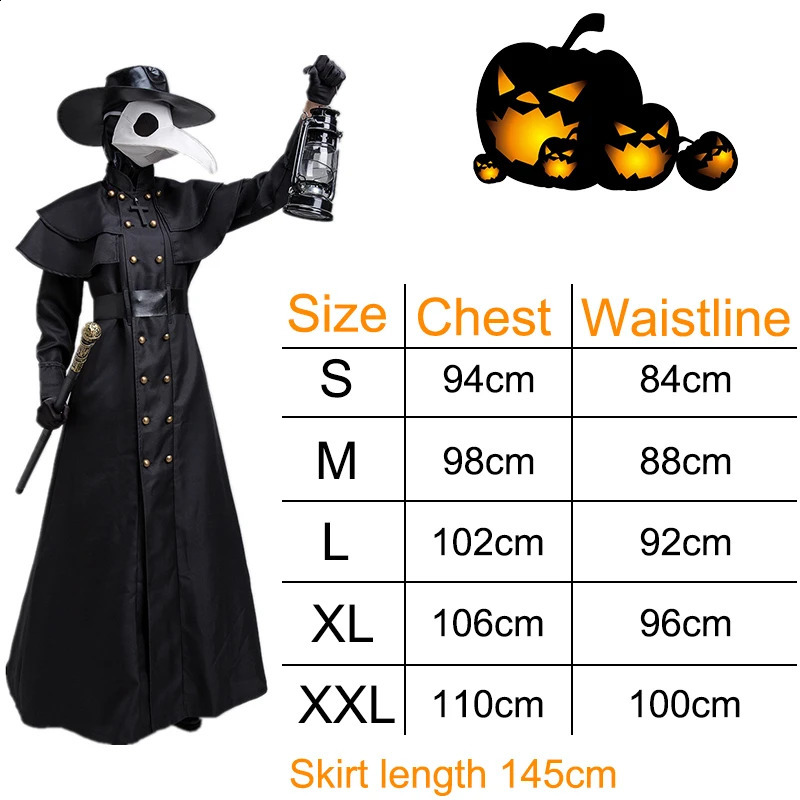 Plague Doctor Role Playing Costume Set Halloween Medieval Punk Birdman Makeup Party Props Female 240823