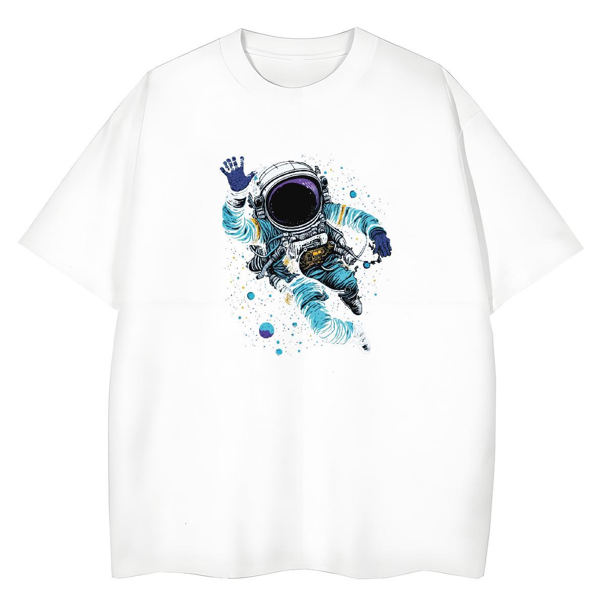 Loose fit Lady T shirt 100% Cotton 230g universe Beach T Shirt For Woman Short Sleeve O-Neck Cartoon Anime Clothes Shirt