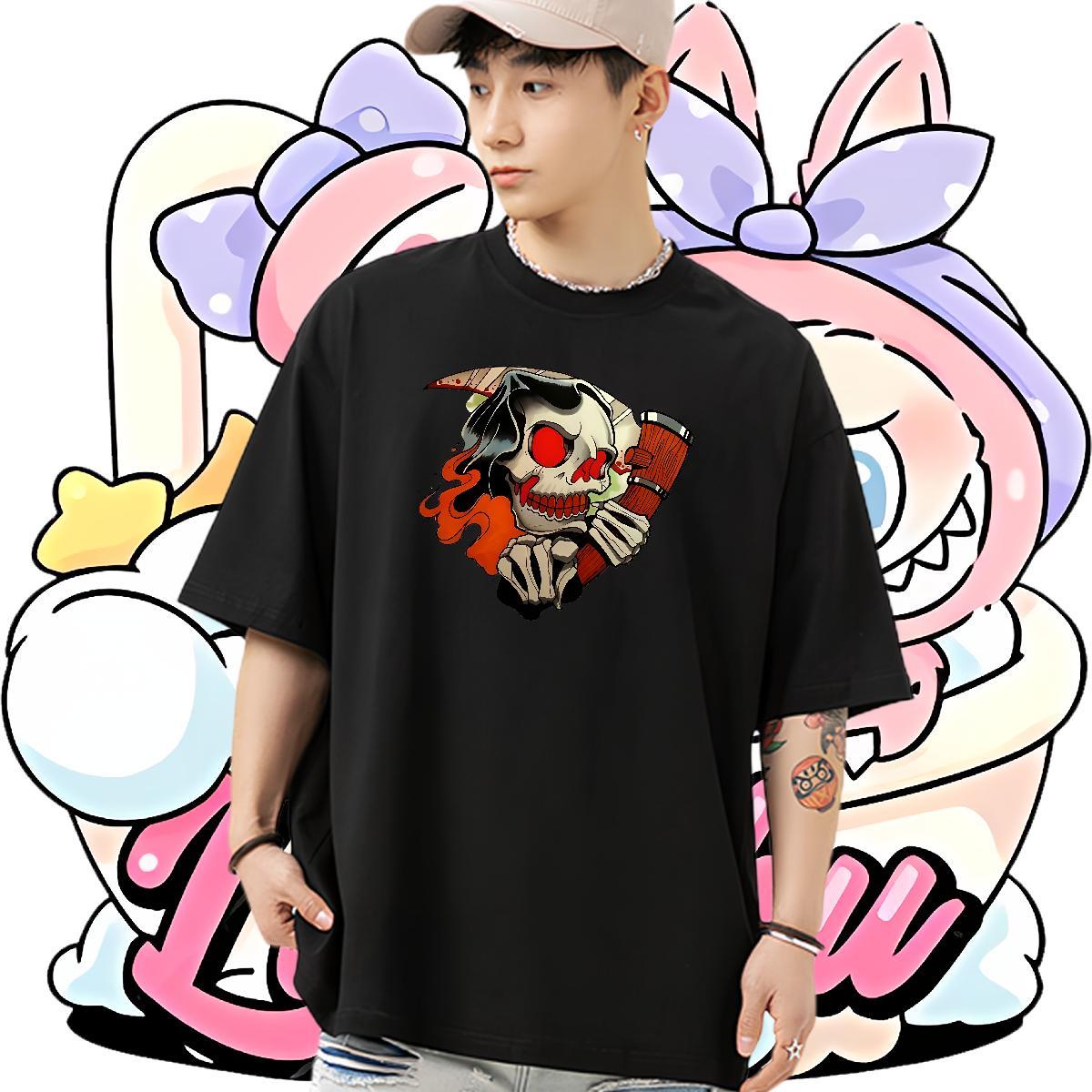 Cool Design T Shirt For Man 100% Cotton 230g skull Sports Casual Custom Big Size O Neck Short Sleeves Couples T Shirts Casual New Clothings