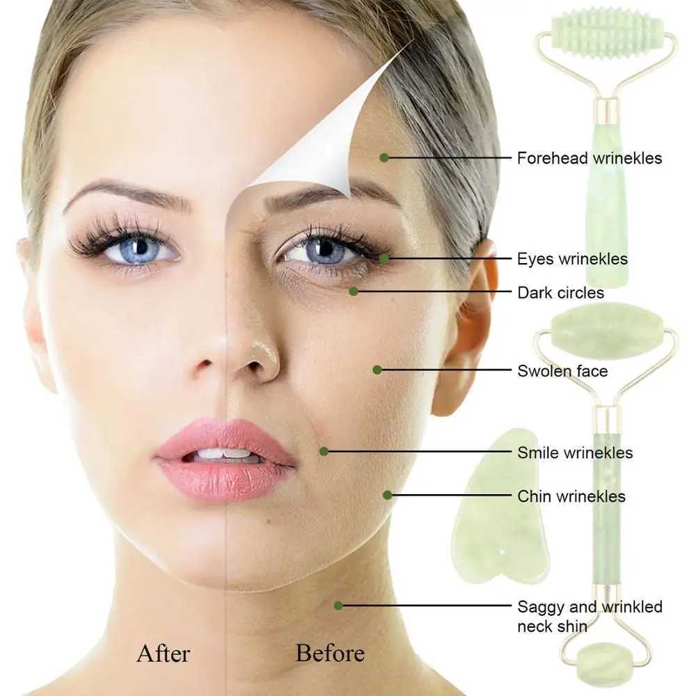 Jade Roller Facial Ridged Roller Skin Massage Tools Anti Aging and Wrinkles for Face Eye Neck Body for Lymphatic Massage CL240824