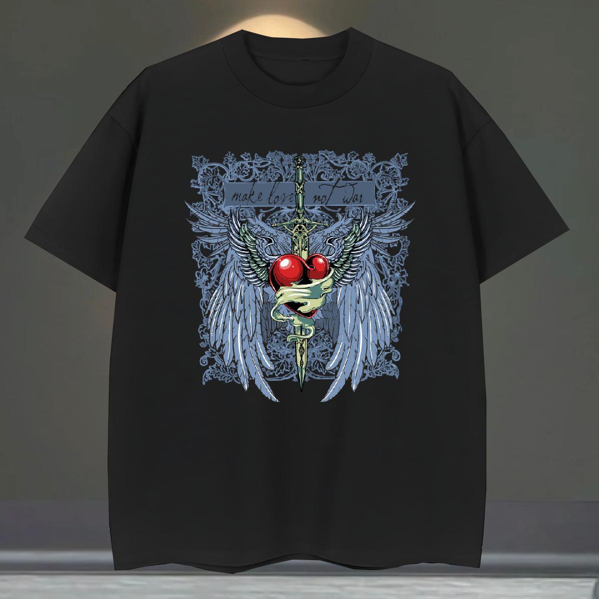 TOP Quality T Shirt For Man 100% Cotton 230g wing Daily Wear Anime Breathable Crew Neck Couples T Shirts Customized Tees