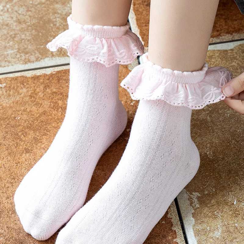 3Pairs/set Kids Girls Ankle Sock Princess Ruffle White Lace Calf Sock for Baby Spring Autumn Cotton Soft Frilly Children Socks CL240824
