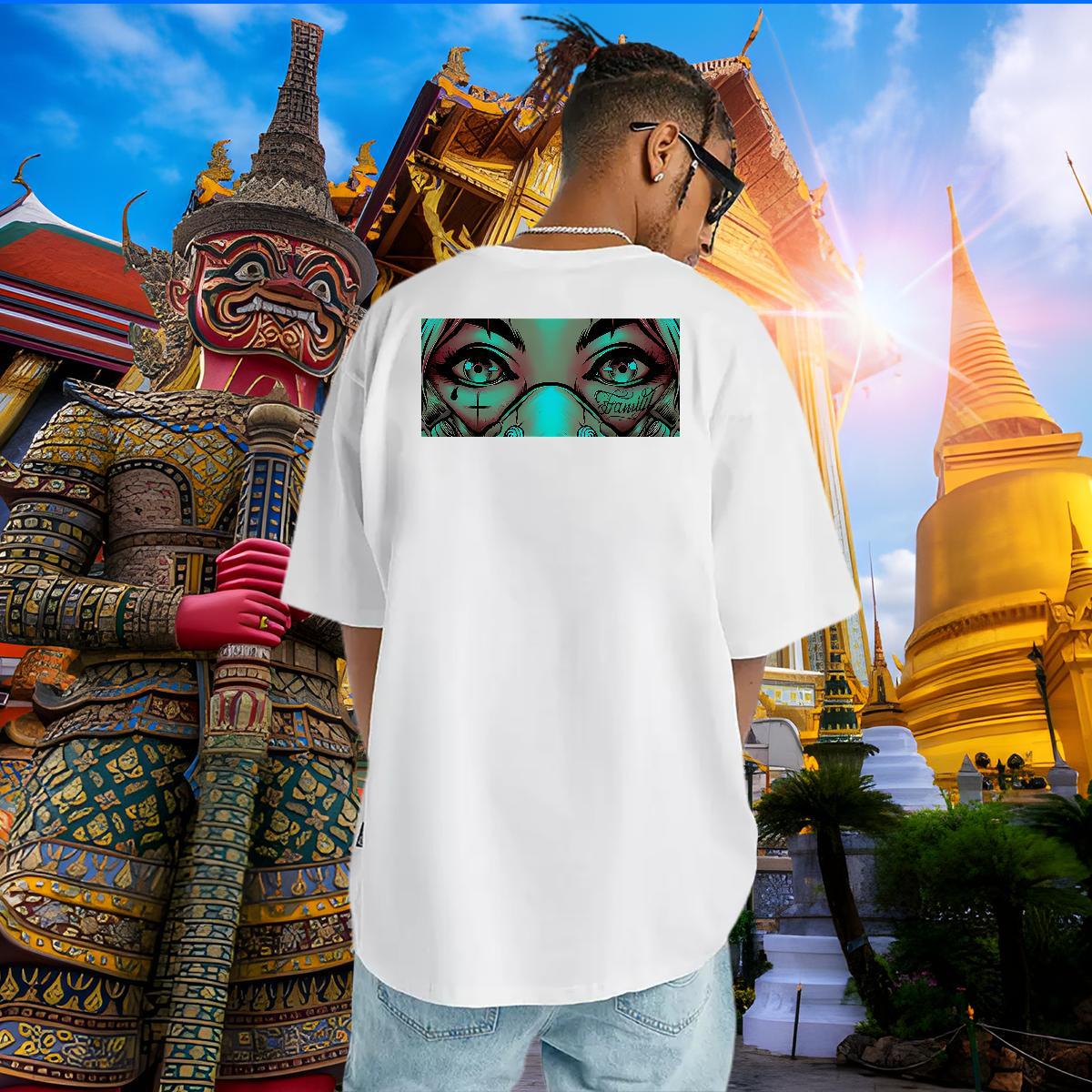 TOP Quality T-Shirts 230g 100% Cotton eyes Hip Hop Cartoon Printing L-4XL Breathable Short Sleeve Couples T Shirts Stylist Tee Shirt