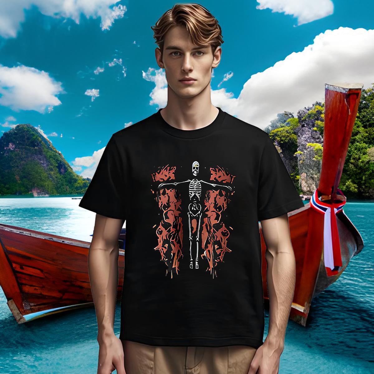 Cool Men T Shirts 230g 100% Cotton skull Summer Casual DIY Round Neck Short Sleeve Men Clothes T-Shirt Designer Fashion Tops Shirt