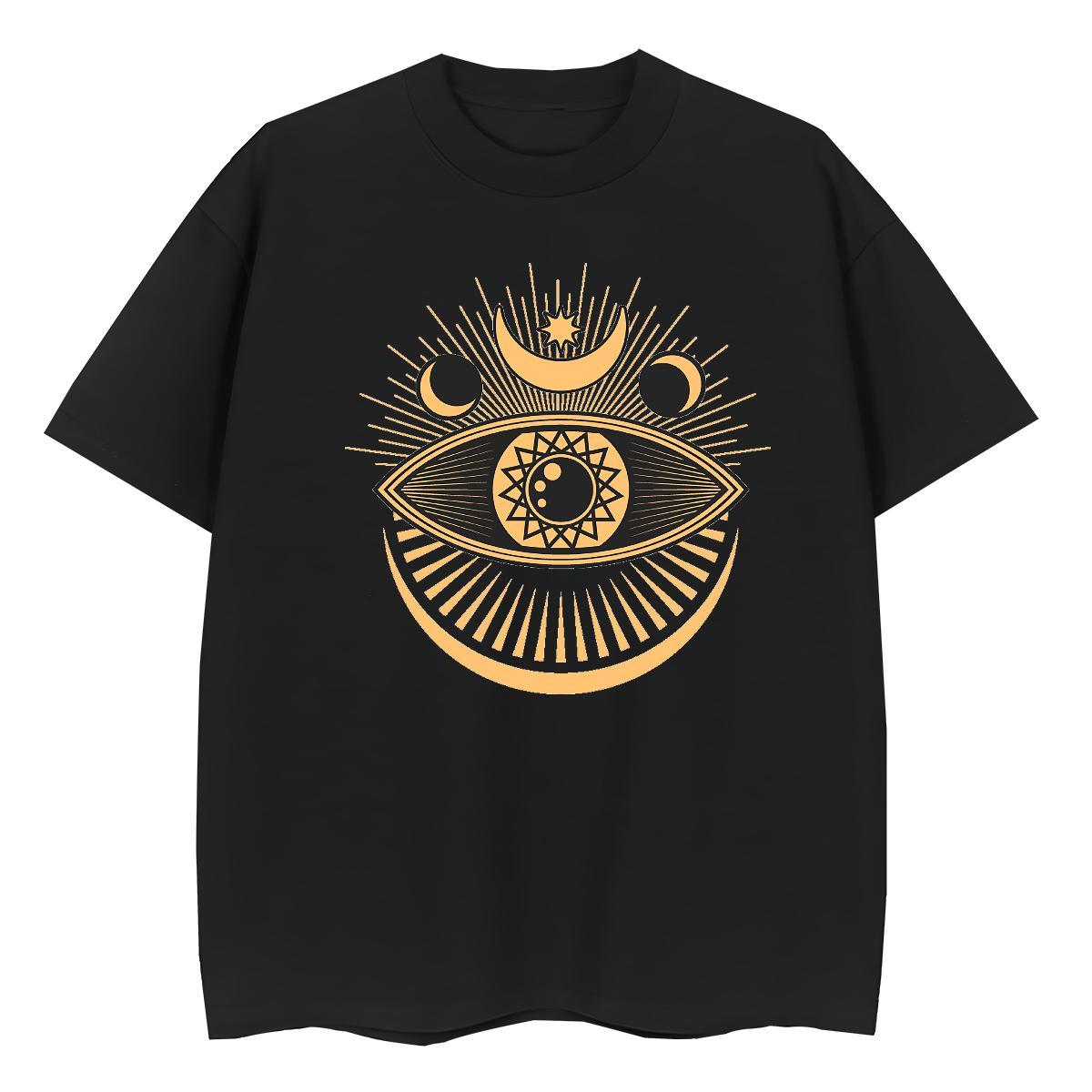 High Quality T Shirt For Man 230g Pure Cotton eyes Street Wear Asian Size Crew Neck Breathable Men Tees Free Shipping Tops Tees