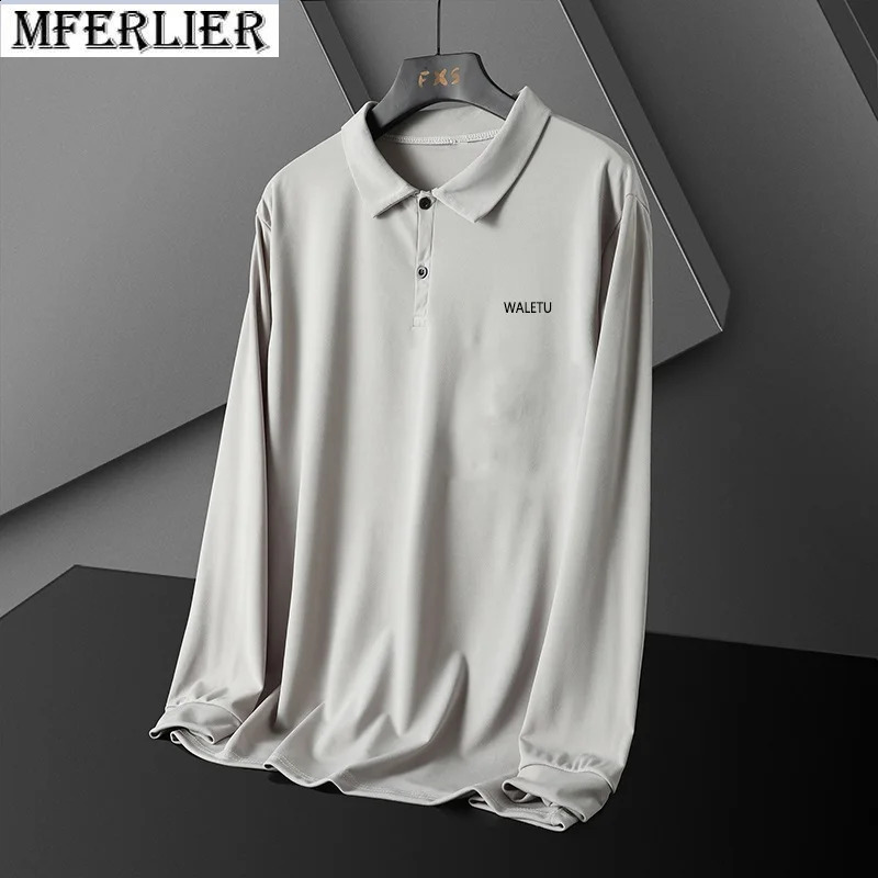 autumn winter men t-shirts plus size 8XL 9XL 10XL long sleeve polo shirt pockets tops loose tees 74 72 70 240824