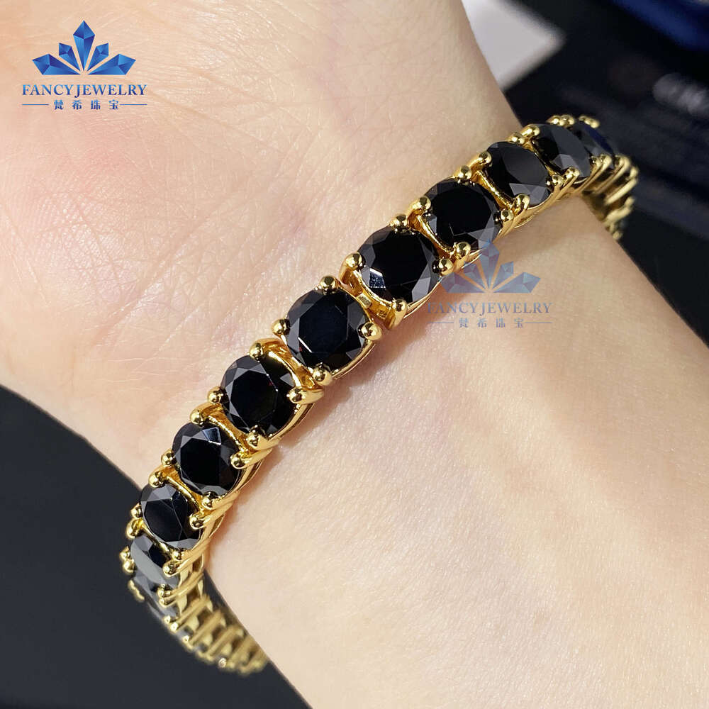 Factory wholesale top tennis necklace 4mm iced out necklace sterg sier diamond black moissanite tennis chain