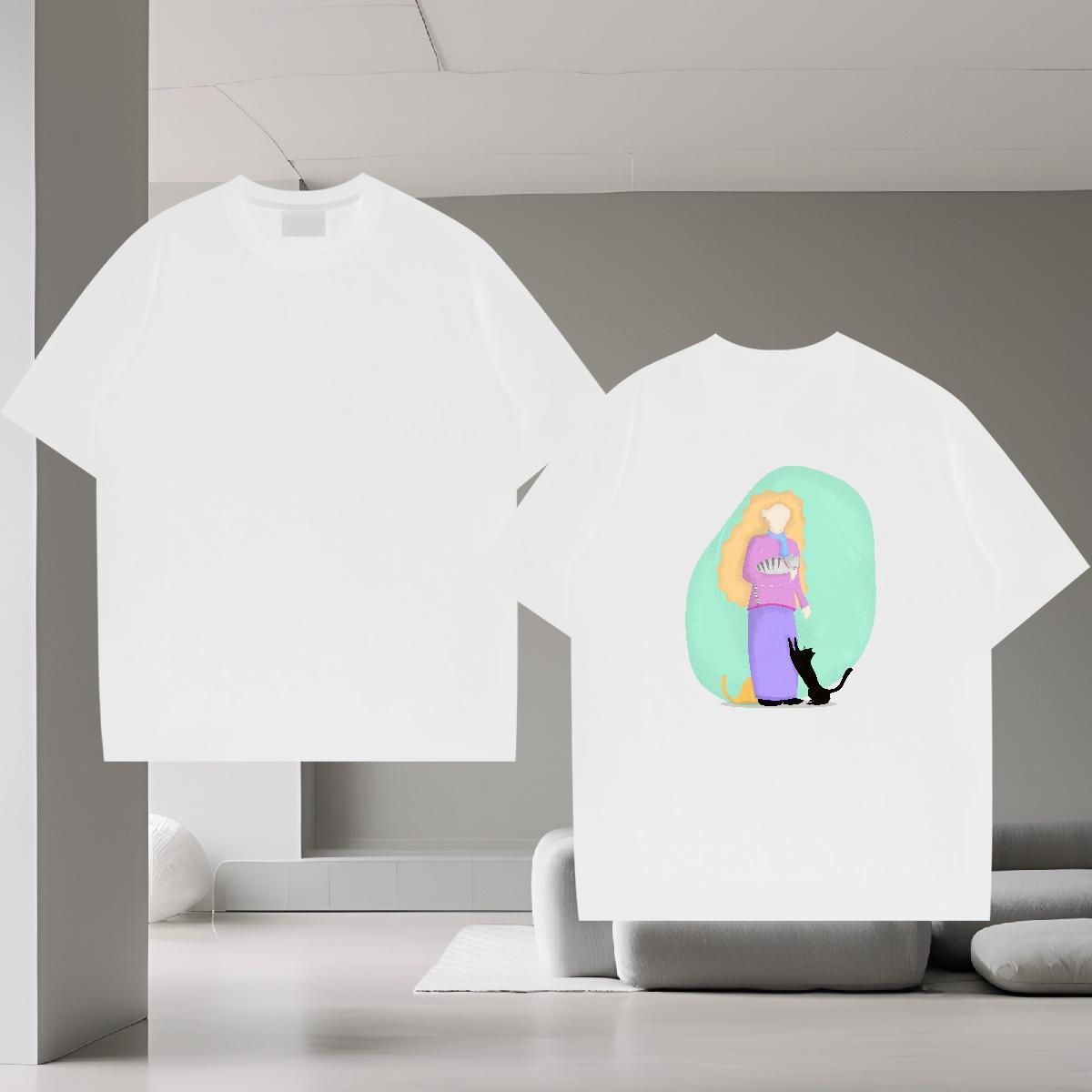 Loose T-Shirts for Men 100% Cotton 230g portrait Home Outdoor Custom Printing O Neck Short Sleeves Men Tshirts Free Shipping Tops Shirt