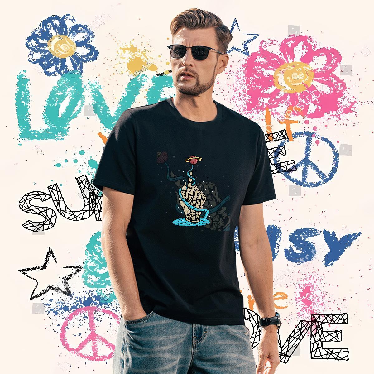 Cool Mens T Shirts 100% Cotton 230g ET Daily Outfit Custom Print Oversized Breathable Crew Neck Men Tshirts New Arrival Clothes