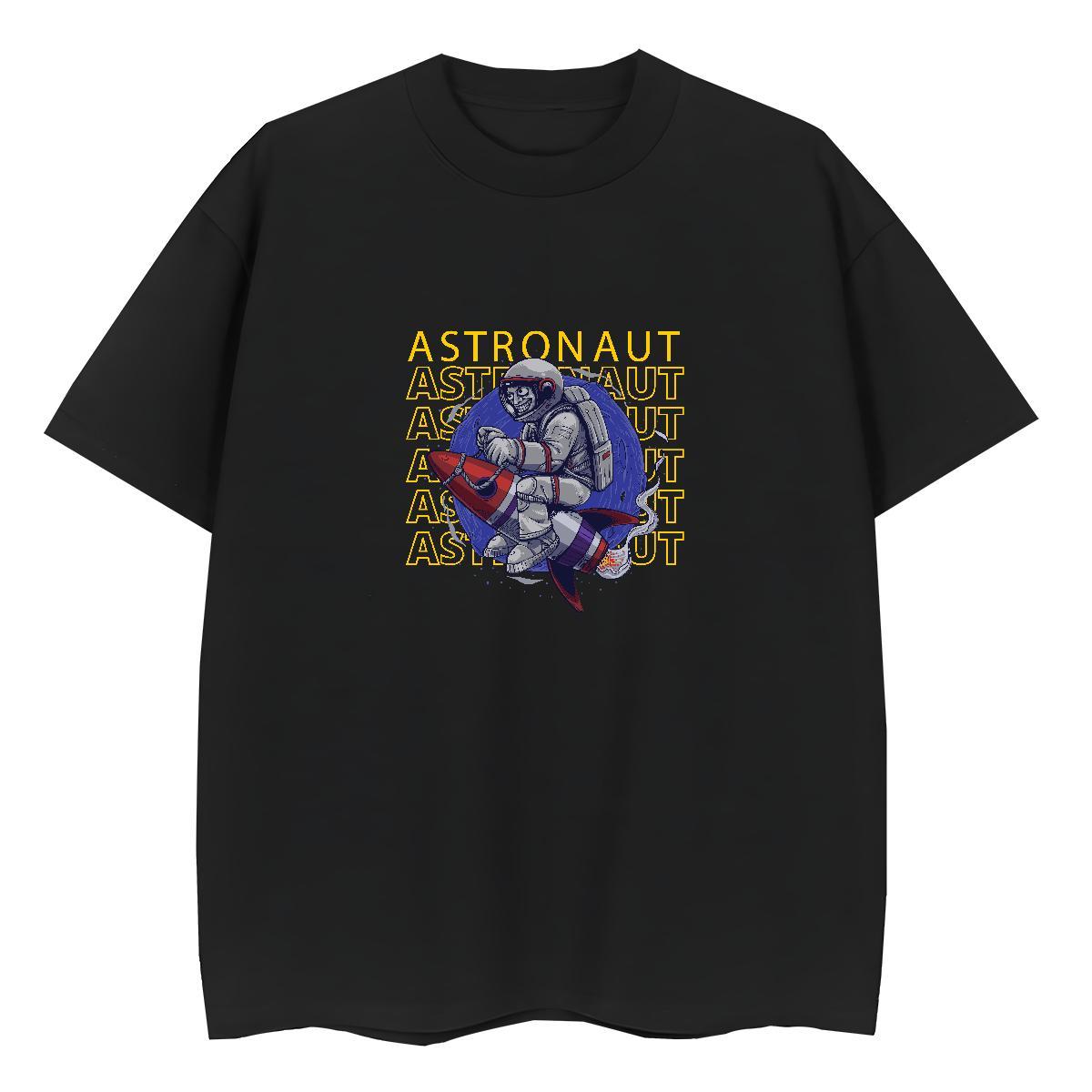 Free Shipping Womens Tshirts 230g Cotton spaceman Daily Wear T Shirt For Woman Breathable Crew Neck Custom Print Oversized Polos
