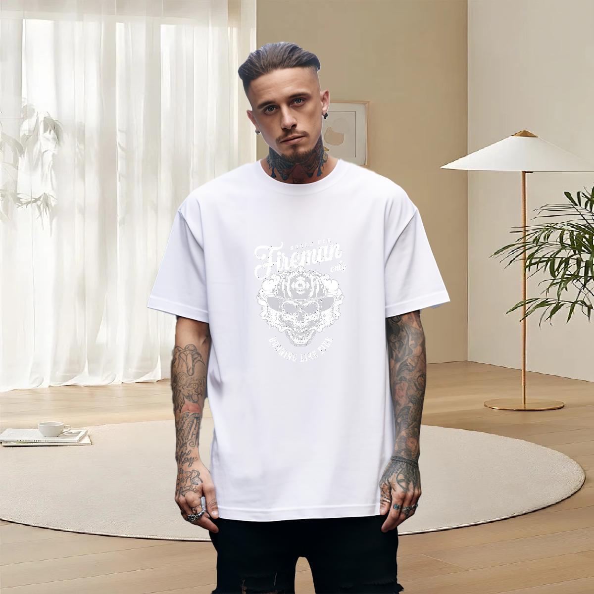 Cool Design T-Shirts for Men 100% Cotton 230g skull Daily Outfit DIY Round Neck Short Sleeve Couples T Shirts Fashion Design Polos