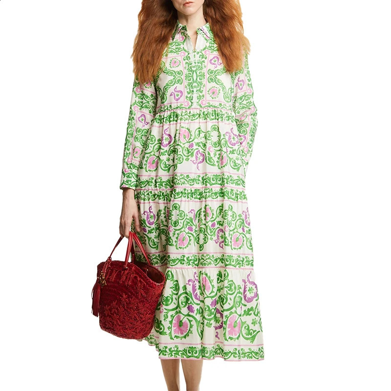 Womens Dress Casual Loose Flip Collar Female Long Sleeved Dresses Fashion Classic Versatile Colorful Ladies A-Line Long Dress 240824