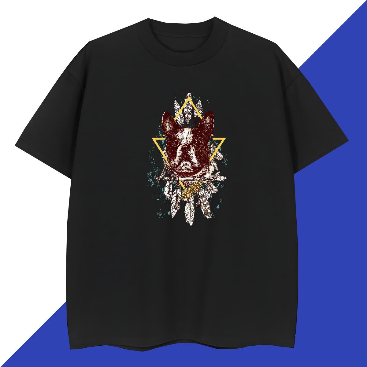 New Arrival Men Tees dog Hip Hop Street 230g Cotton Tops Breathable Soft High Quality T shirt Plus Size Custom