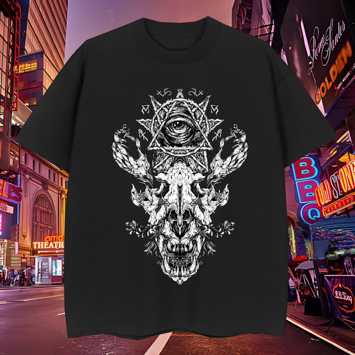 Free Shipping T shirt 230g Cotton eye of the devil Casual Daily Wear Custom Printed Breathable Men Tees Fashion Tops Shirt