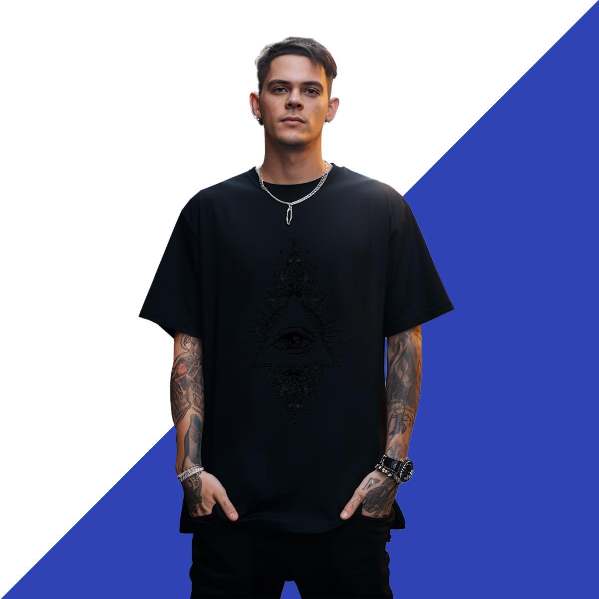 Brand T Shirts Men 230g Cotton eye of the devil Street Wear Anime Breathable Crew Neck Men Tees Fashion Casual Tshirts