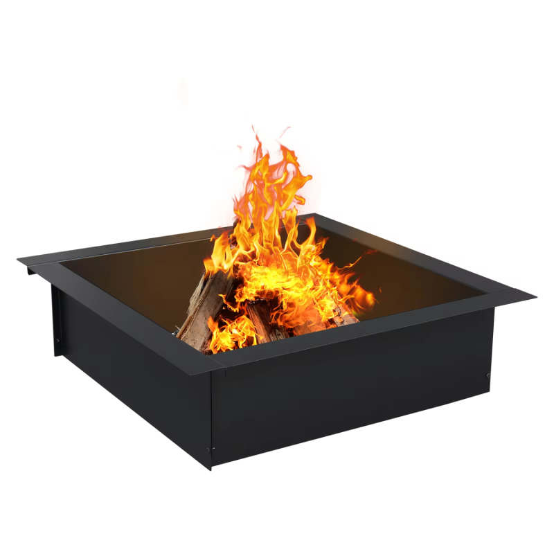 Fire Pit Inch 36 Ring Heavy-Duty Steel With Tongs Easy To Assemble Durable Sturdy Heating Barbecue Yard Outdoors