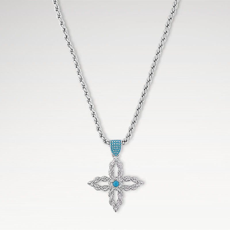 With BOX Designer Pendant Necklace Luxury Silver Plated Blue Flower Best Jewelry For Women Valentine's Engagement Designer Necklace Jewelry