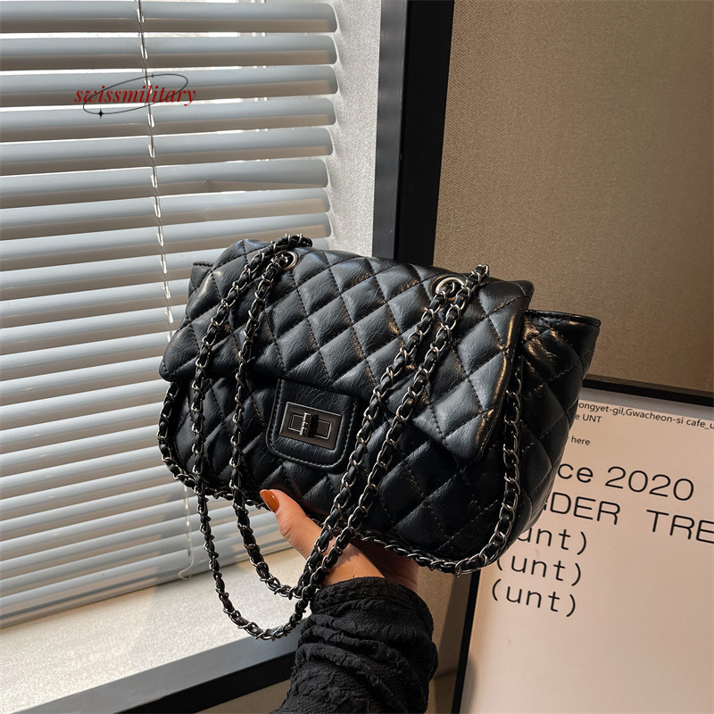 Swissmilitary Large capacity shoulder is popular this year, with high-end texture and fashionable diamond grid underarm bag. Tongqin crossbody bag #42