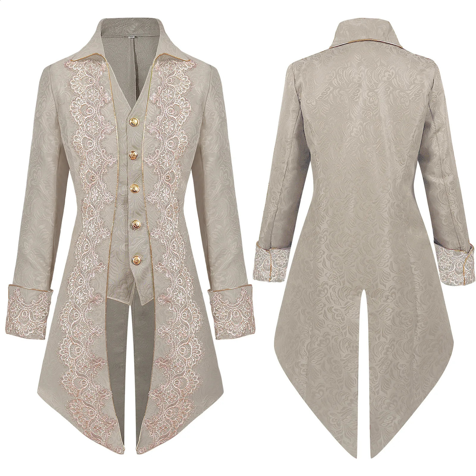 Halloween Mens Steampunk Medieval Jacket Gothic Victorian Frog Coat Uniform 240824