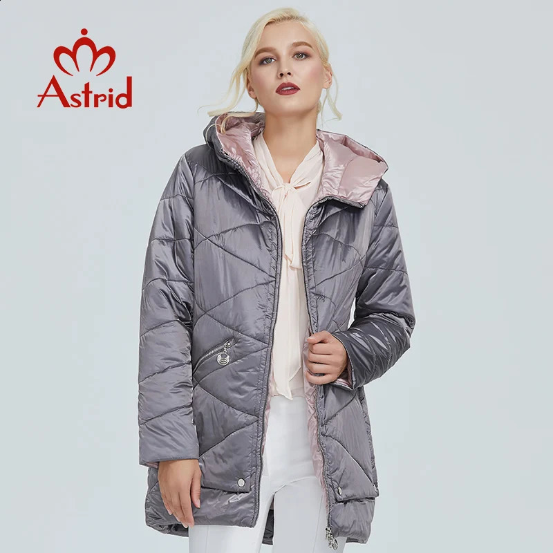 Astrid Winter Jacket Womens Contrast Waterproof Fabric Hat n Thick Cotton Clothing Warm Park AM2090 240823