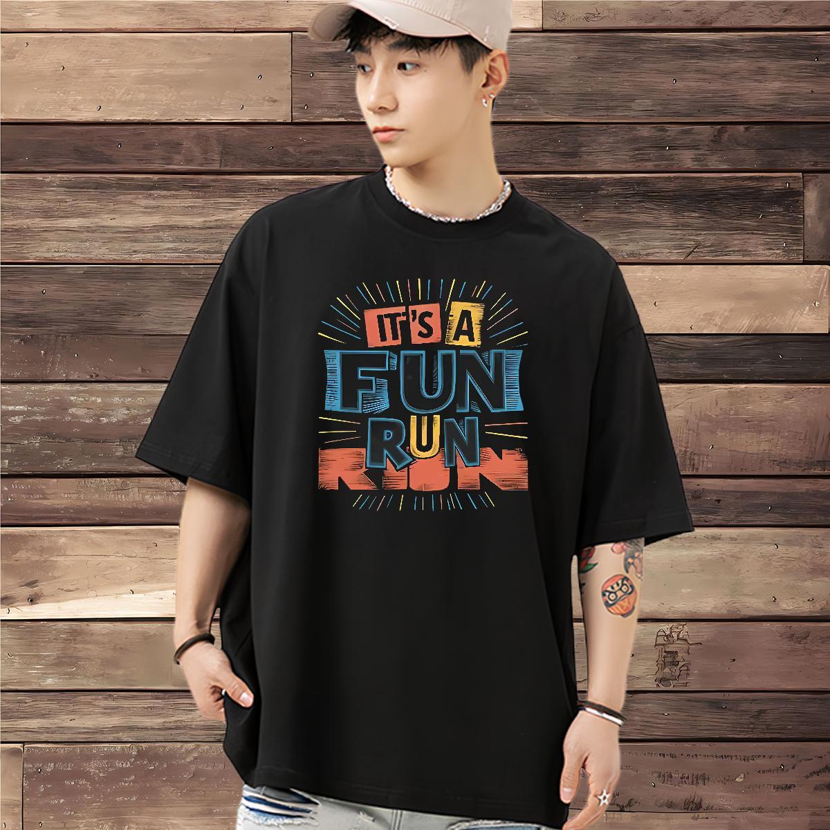 Free Shipping T Shirts Men 100% Cotton 230g letter Sports Casual Custom Print Plus Size Pure Cotton Tshirts 2024 Tees Shirts