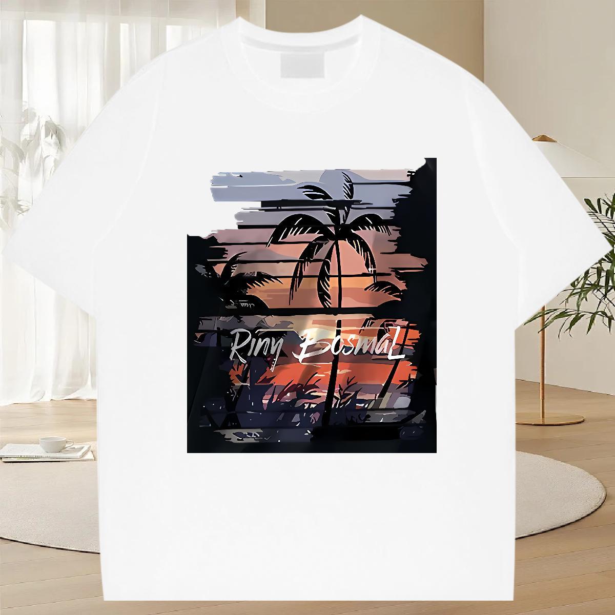 Popular T Shirt For Man 230g 100% Cotton scenery Outdoor Custom Anime O-Neck Short Sleeve Men Tops Tees Customized Clothes