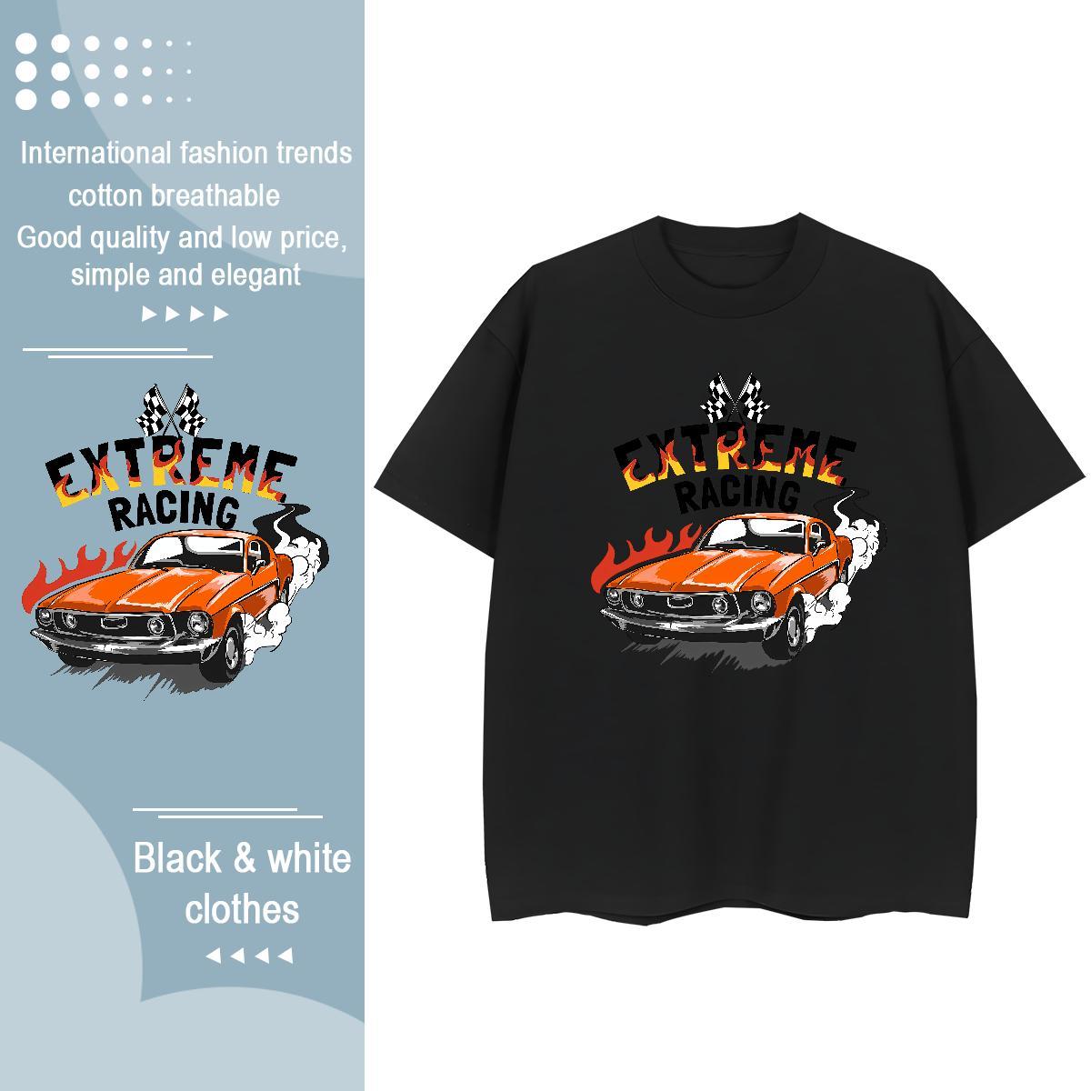 Popular Men T Shirts 230g Cotton car Anime Printing Street DIY Logo Oversized Breathable Short Sleeve Tshirts 2024 DIY Clothings