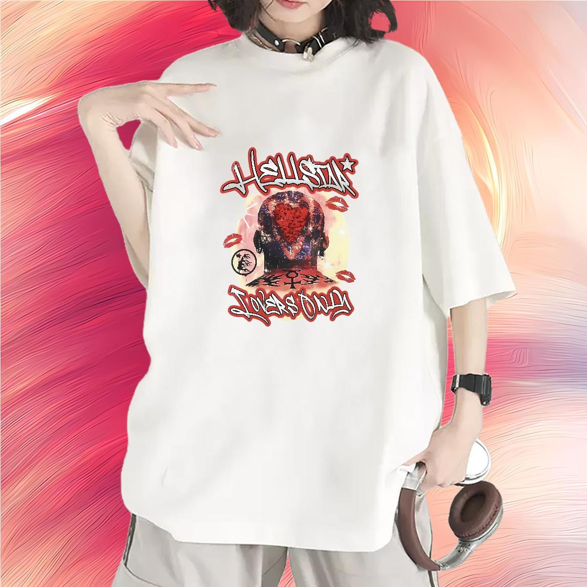 Lady Woman Tshirt 230g Pure Cotton icon Home Outdoor T shirt Round Neck Short Sleeve DIY Anime Printed Tshirts