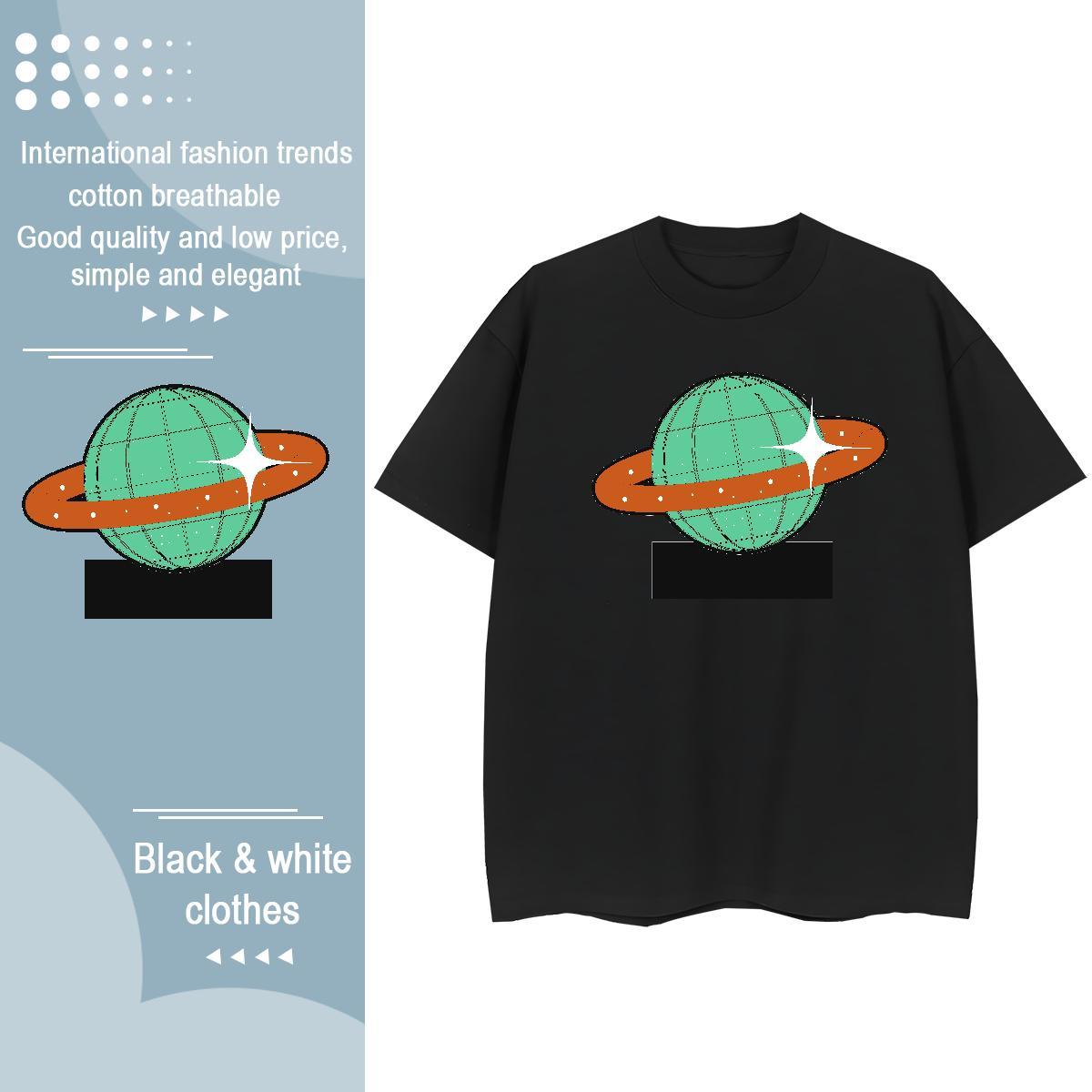 Wholesale Women Tees 100% Cotton 230g universe Spring Summer T-Shirts for Women Short Sleeve O-Neck Oversized Tshirts