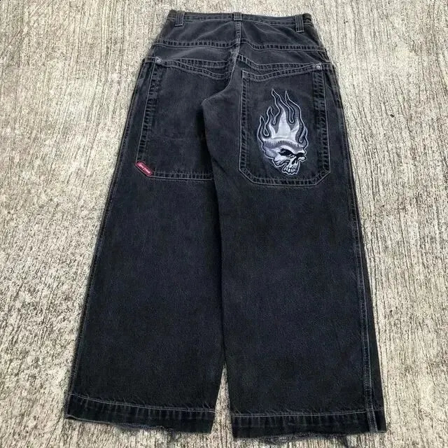 JNCO Jeans Y2K Harajuku Hip Hop Letter Embroidered Vintage Baggy Jeans Denim Pants Mens Womens Goth High Waist Wide Trousers 240823
