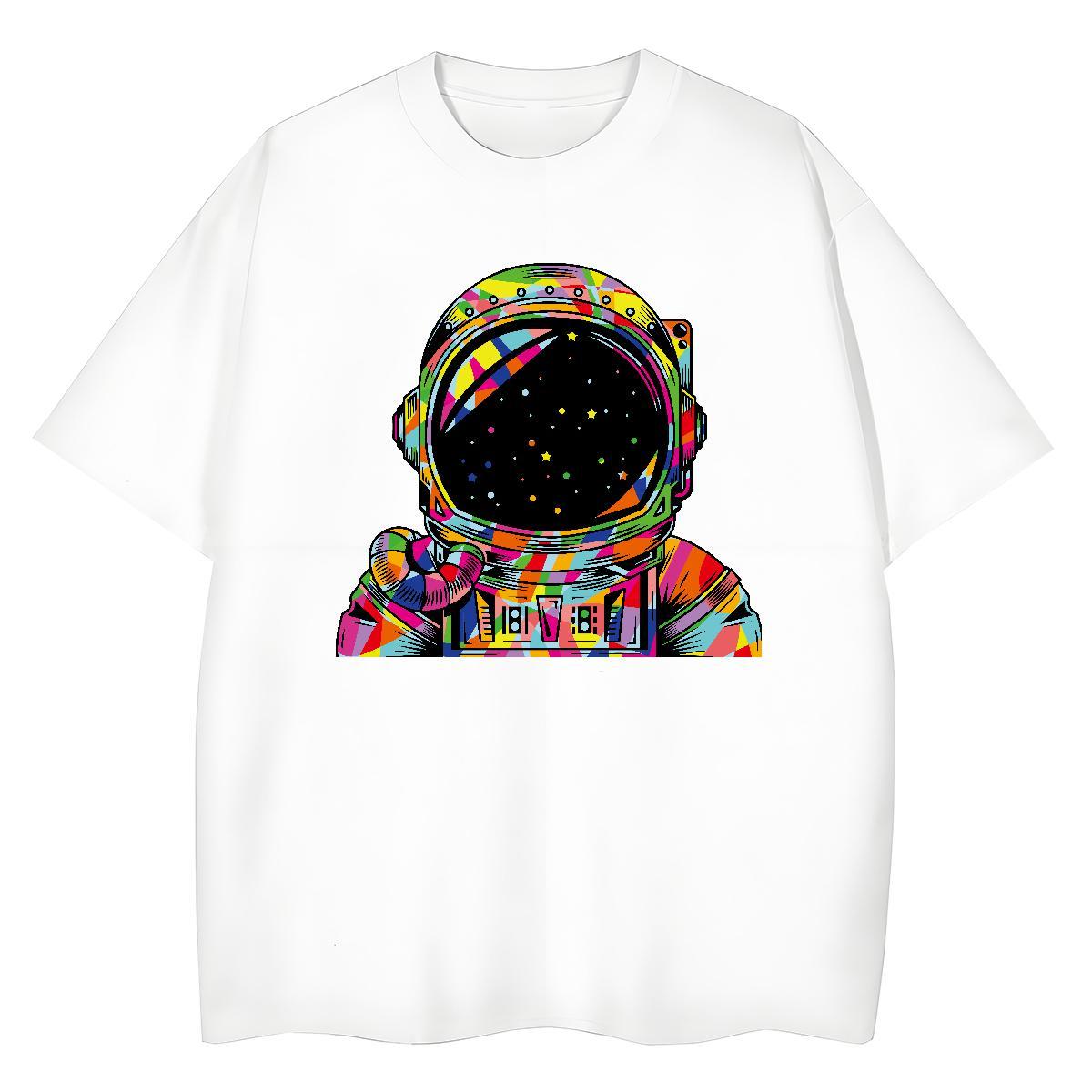 Lady Tshirt for Man Woman 100% Cotton 230g outer space Home Outdoor T shirt Breathable Short Sleeve Black Oversized Top Tees