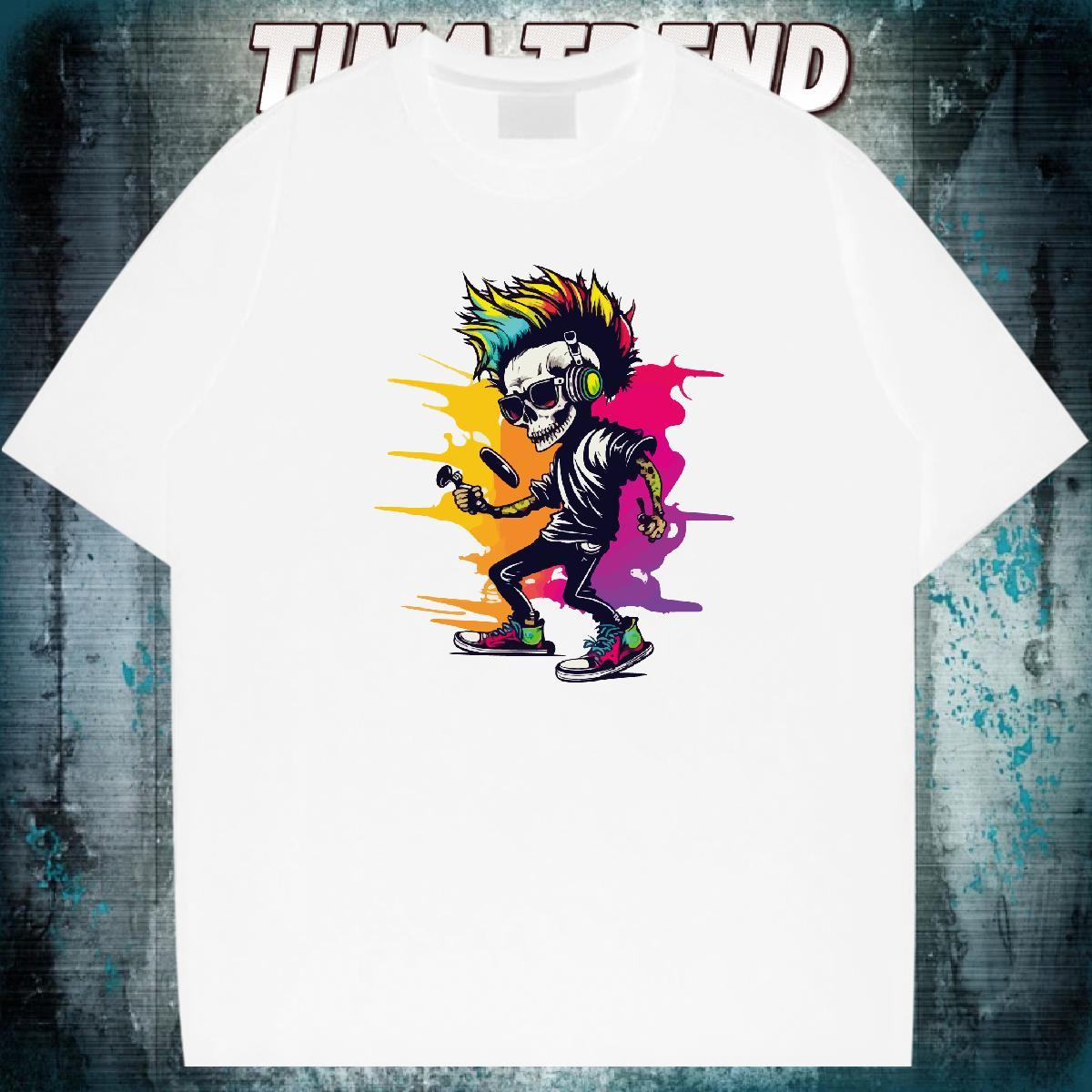 Popular T shirt 100% Cotton 230g skull Casual Skull Breathable Men Clothes T-Shirt Classic Tshirts
