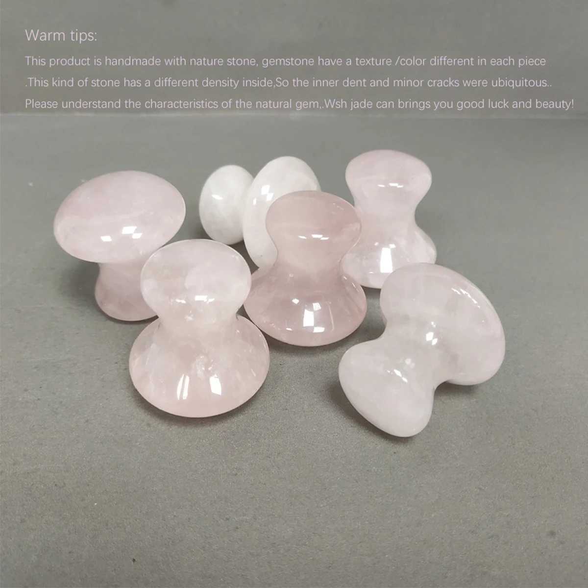 1PC Natural Rose Quartz Mushroom Shape Face Massager Jade Facial Roller Beauty Massage Eye Neck Health Skin Care Guasha Spa Tool CL240824