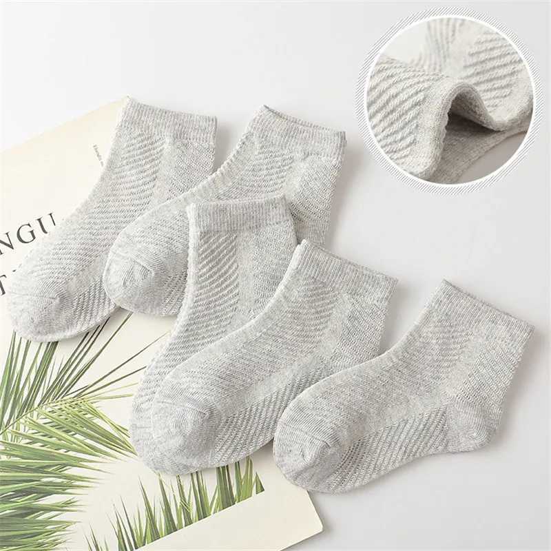 5 Pairs/Lot Summer Hot Children Socks Boy Girl Baby Cotton Fashion Mesh White Gray Blue For 1-12 Years Kids Teens Student Socks CL240824