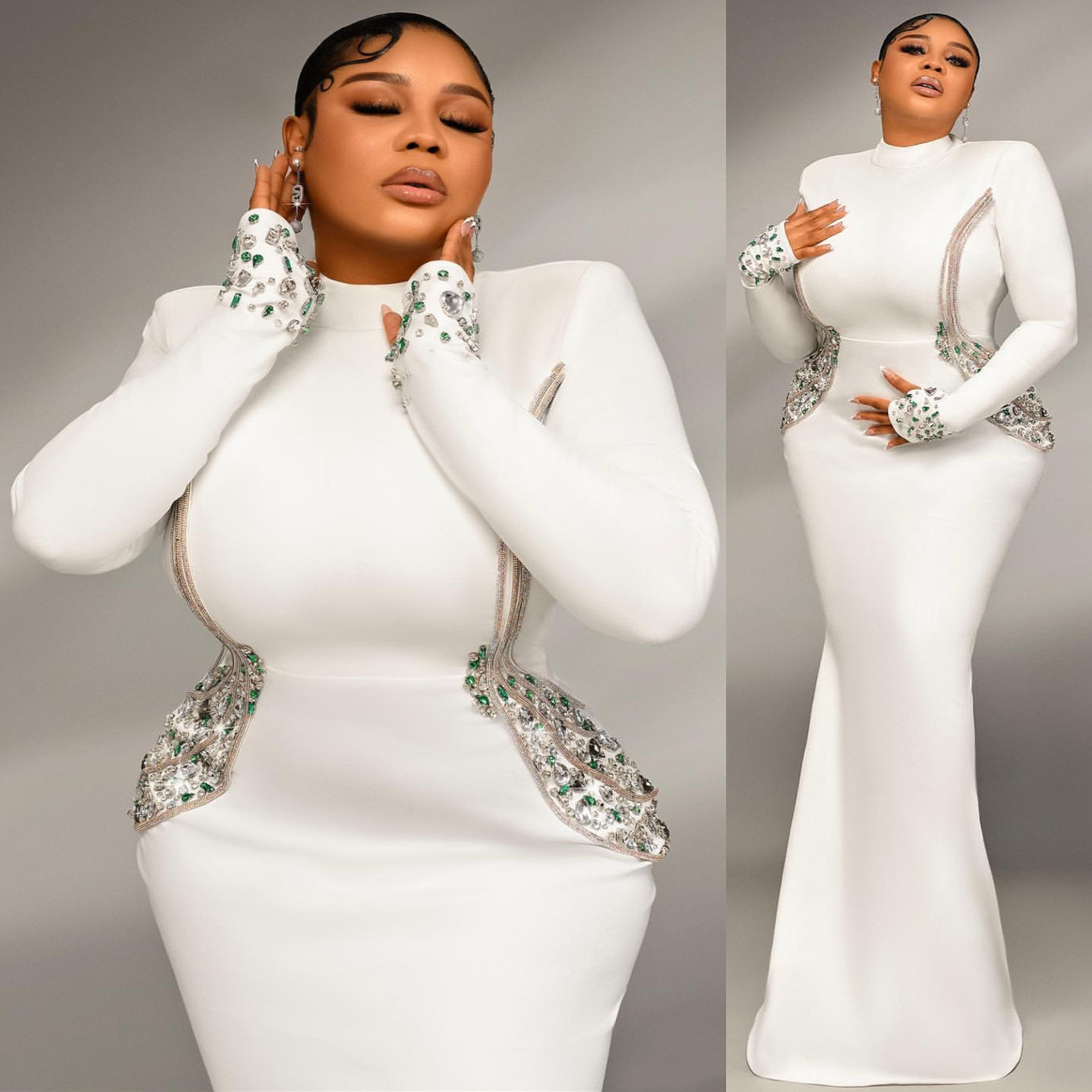African Aso Ebi 2024 White Mermaid Prom Dress Satin Dresses For Special Occasions Beaded Rhinestones Evening Formal Party Birthday Second Engagement G