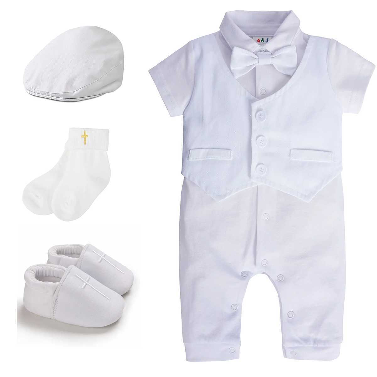 Baby Boy Christmas Costume Baby Baptist Union Bodysuit Baby Birthday Party Gift Photoshot Costume Newborn White Form Summer Set W240823