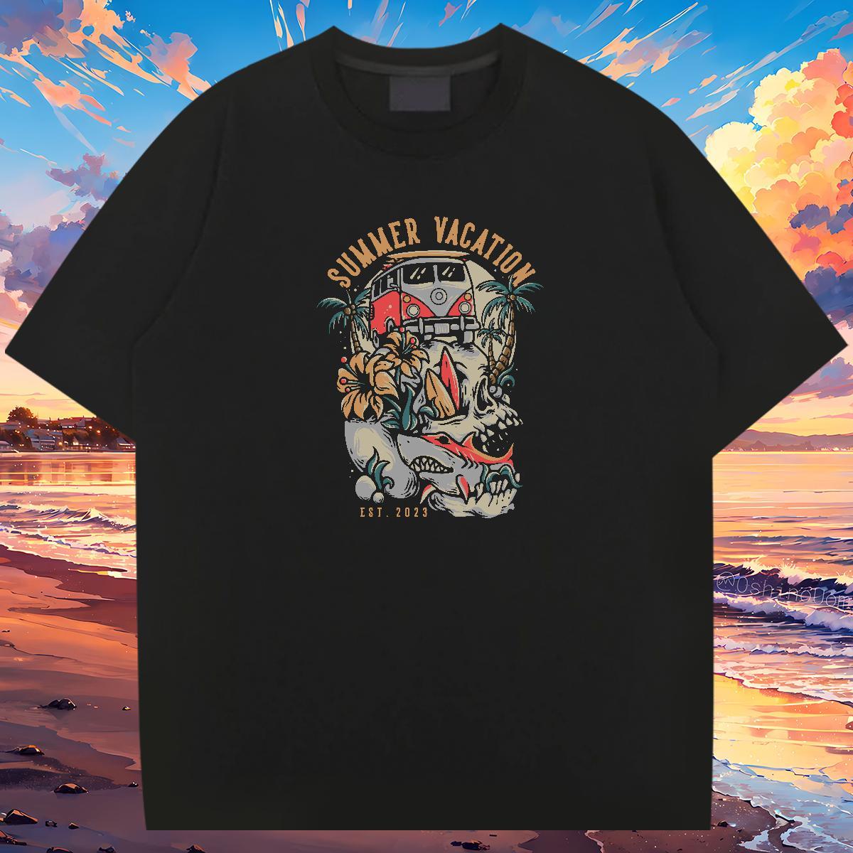 Brand Man T Shirts 230g 100% Cotton skull Spring Summer Customized Print O-Neck Short Sleeve Tshirt for Man Woman Fashion Designer Wear