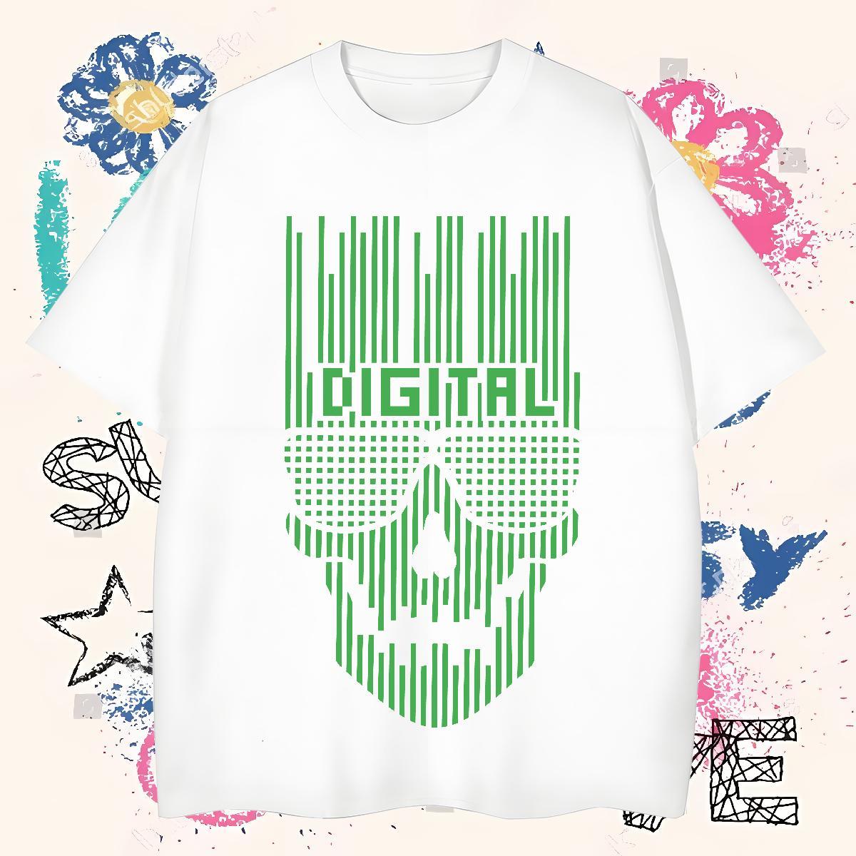 Designer T Shirt For Man 230g Pure Cotton skull Casual Daily Wear Asian Size Short Sleeve O-Neck Men Clothes T-Shirt Factory Direct Tshirts