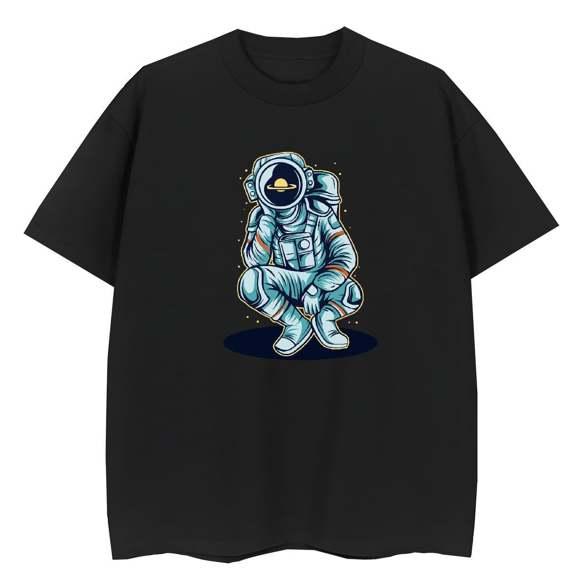 Loose Women Tshirts 230g Pure Cotton universe Casual Beach Woman T Shirts Breathable Short Sleeve Cartoon Print Clothings