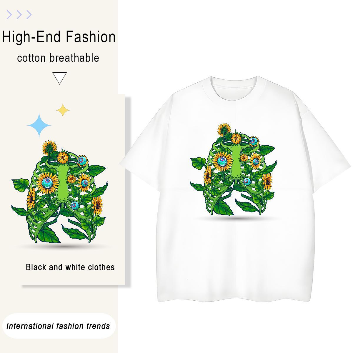 Free Shipping Men T Shirts 230g Pure Cotton skull Street Plus Size Cartoon Round Neck Short Sleeve Men Clothes T-Shirt Designer Fashion Tee Shirt