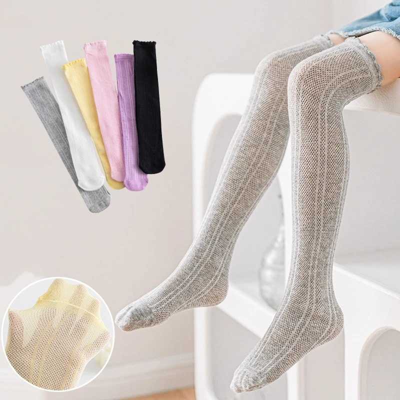 Spring Autumn Baby Children Girl Cute Socks Black White Color Mesh Breathable School Uniform Sock Knee High Long Kids Socks CL240824