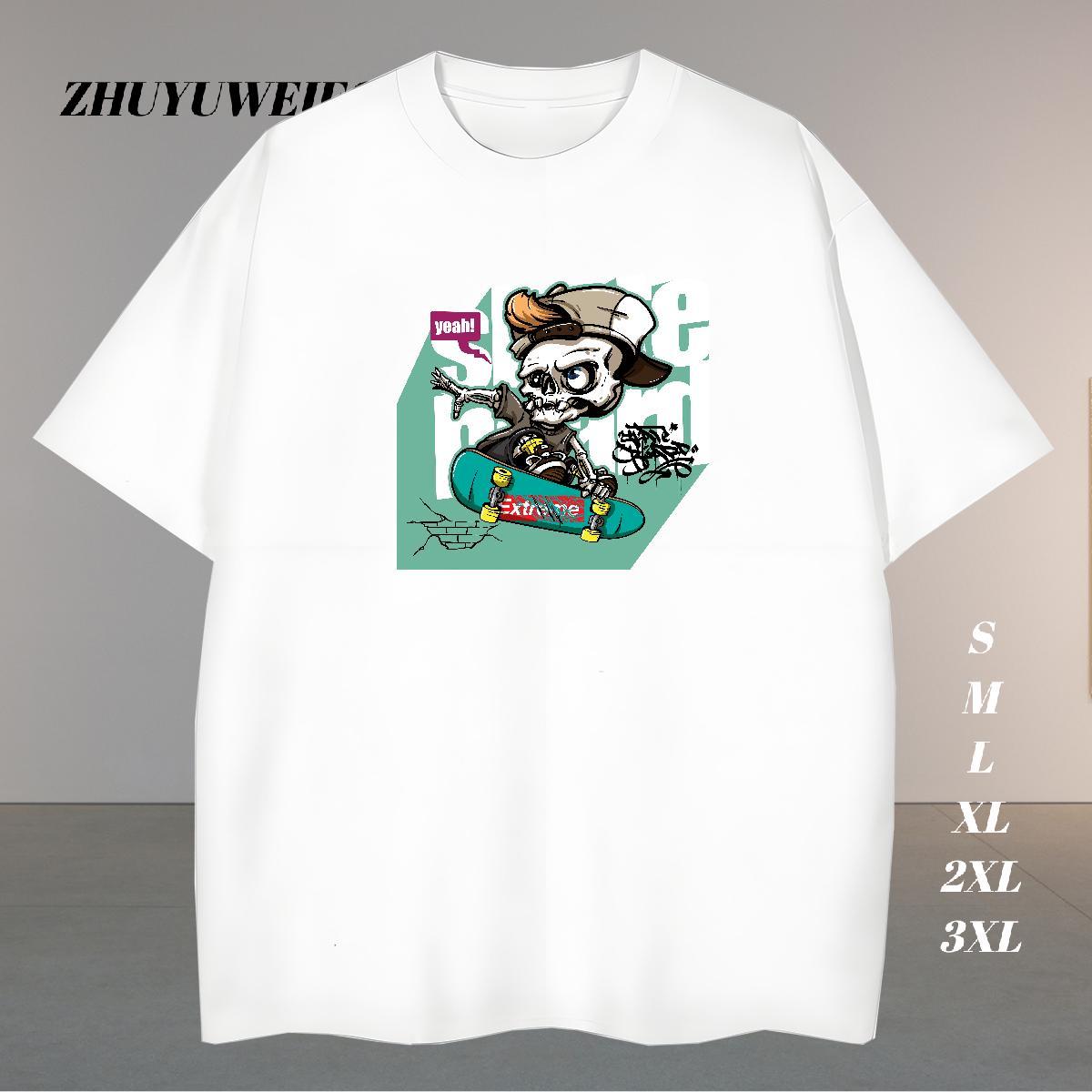 Comfortable T shirt 100% Cotton 230g skateboarding Daily Wear Oversized 4XL Breathable Crew Neck Men Tshirts DIY Tops