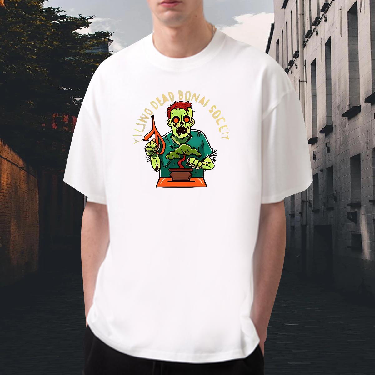 High Quality T Shirts Men 230g 100% Cotton skull Street Casual Custom Printed Crew Neck Breathable Men Tees Casual New Clothes